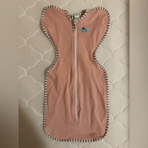 Love to Dream Coral Swaddle with Striped Trim